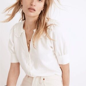 MADEWELL Linen-Blend Peter Pan Collar Shirt